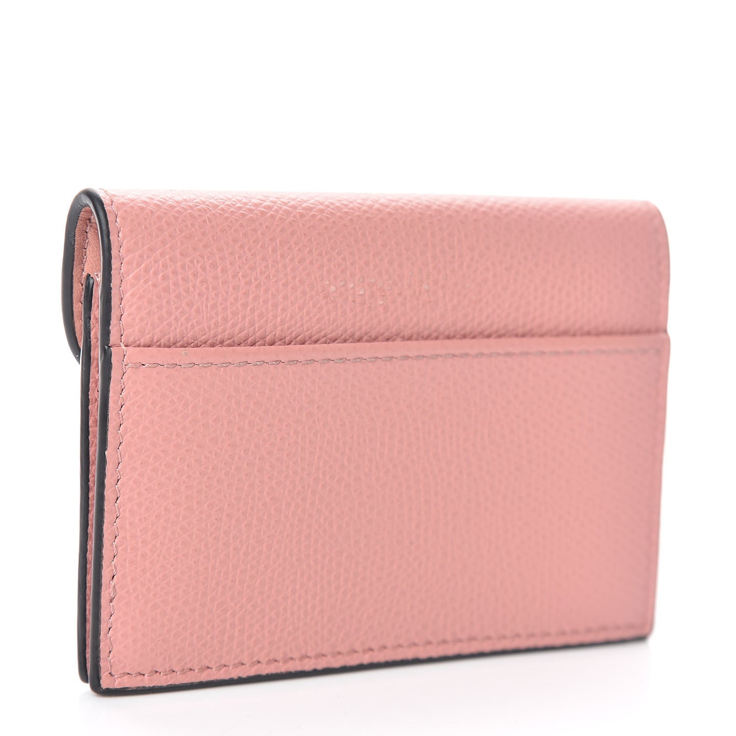Grained Calfskin Saddle Card Holder Pink