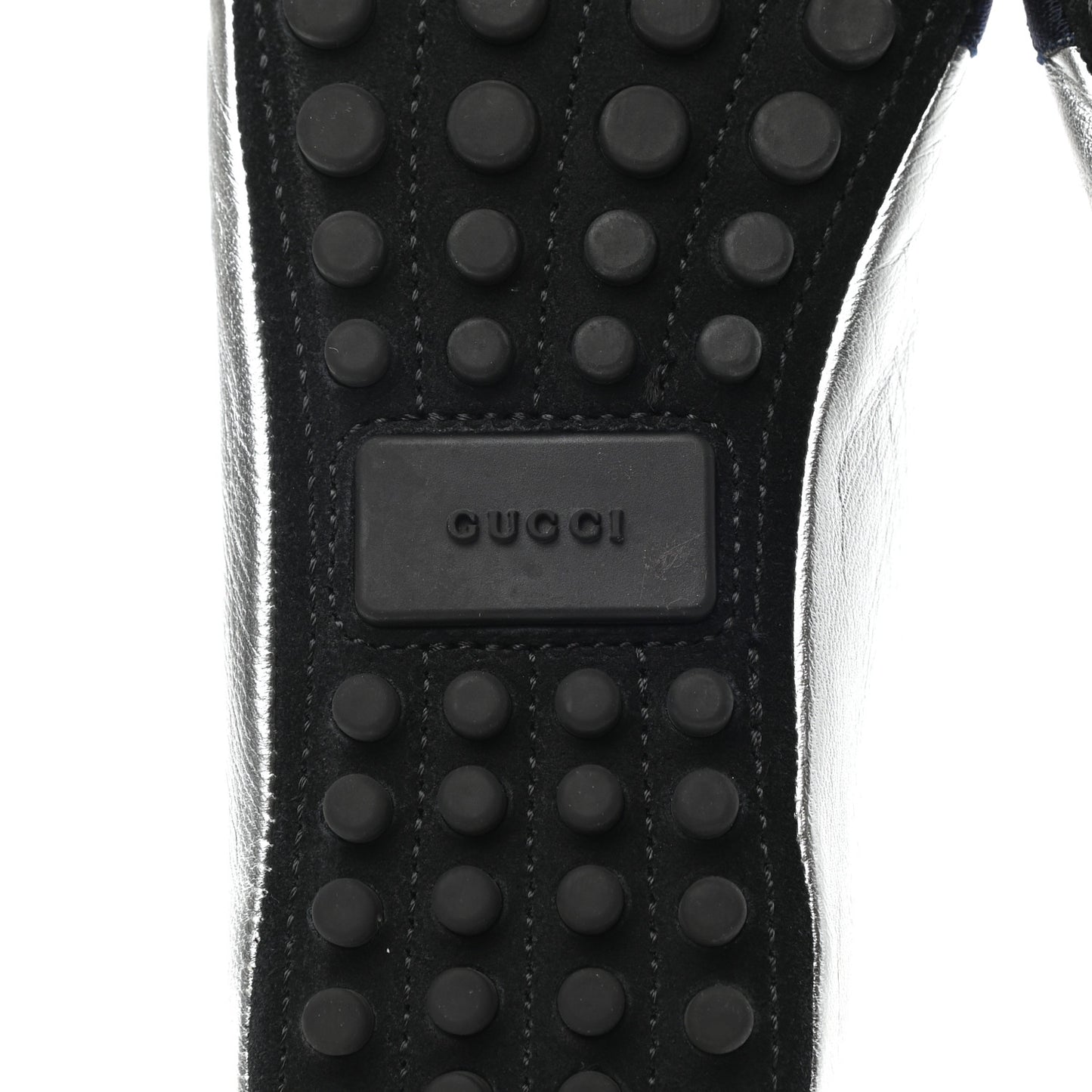 Metallic Nappa Web Bayadere Ballerina Flats 39 Argento