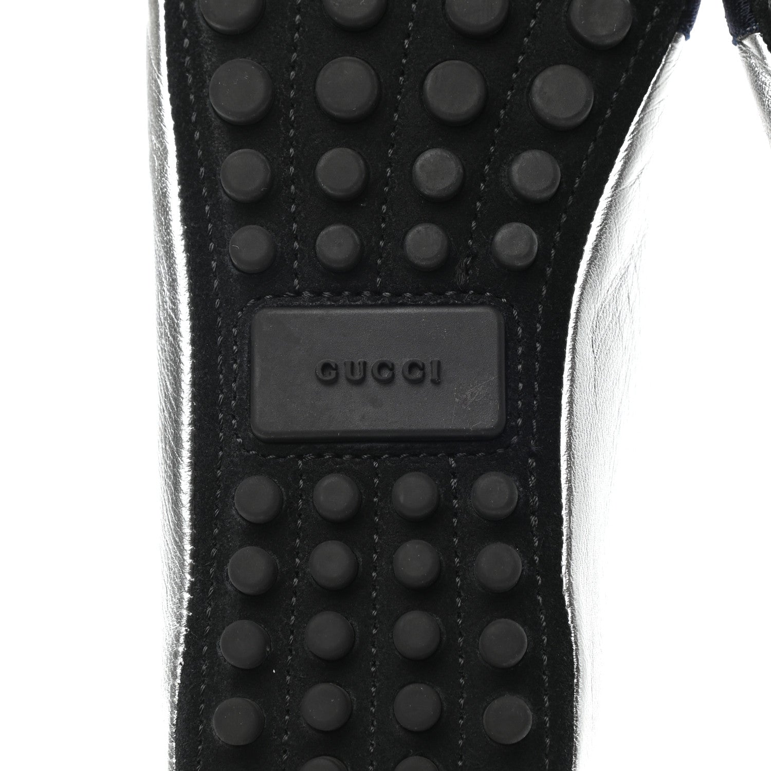 Gucci Metallic Nappa Web Bayadere Ballerina Flats 39 Argento 6 of 10