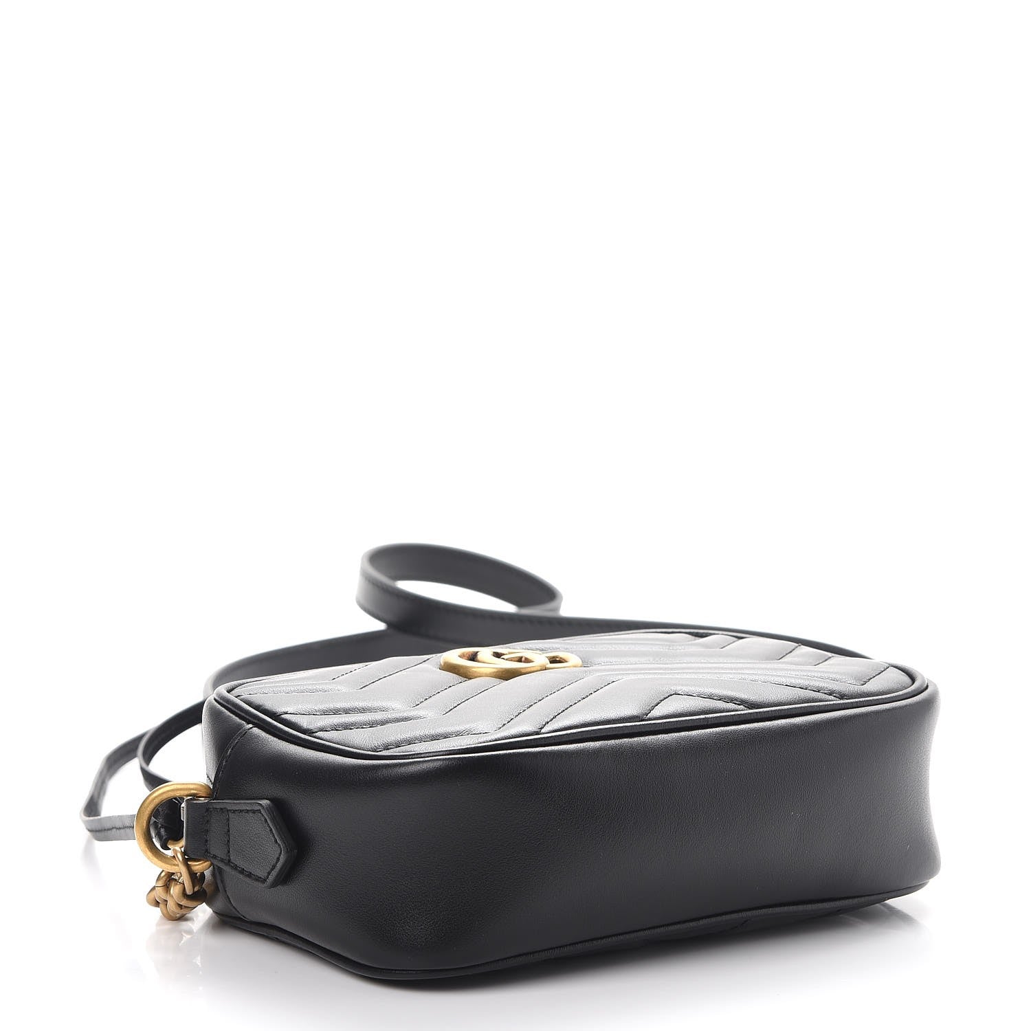 Gucci Calfskin Matelasse Mini GG Marmont Chain Shoulder Bag Black 4 of 9