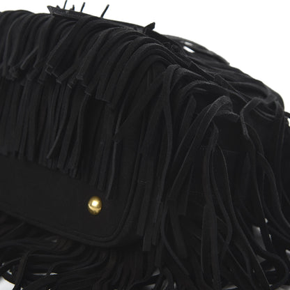 Saint Laurent Suede Calfskin Small Emmanuelle Fringe Bucket Bag Black 7 of 11
