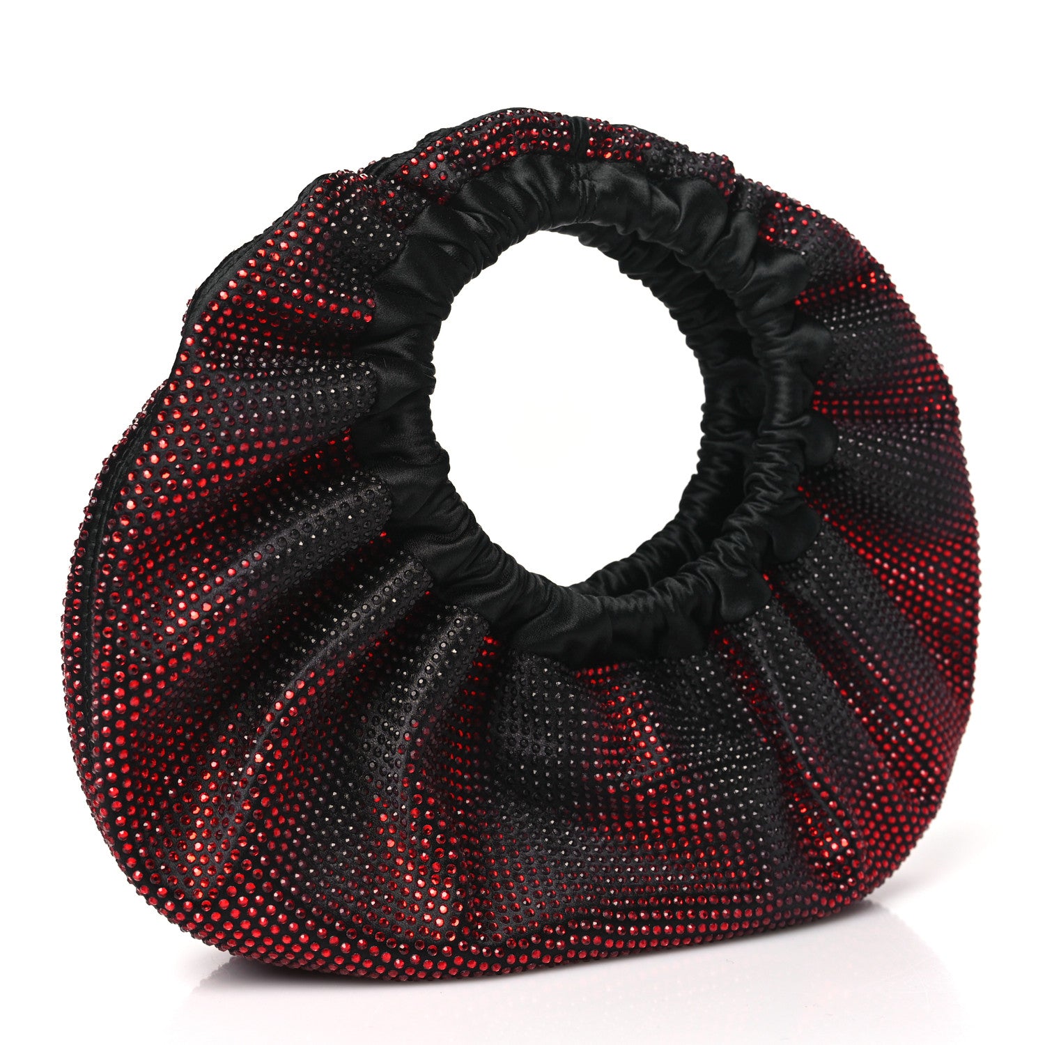 Alexander Wang Crystal Satin Mini Handle Crescent Bag Black Burnt Cherry 3 of 10