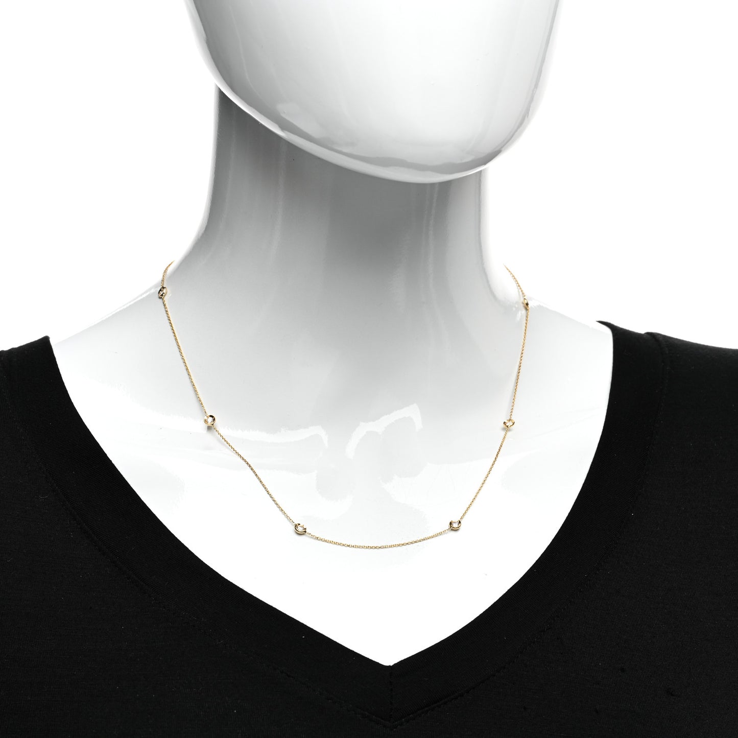 18K Yellow Gold Diamond .35ctw Diamonds By The Inch Seven Station Necklace