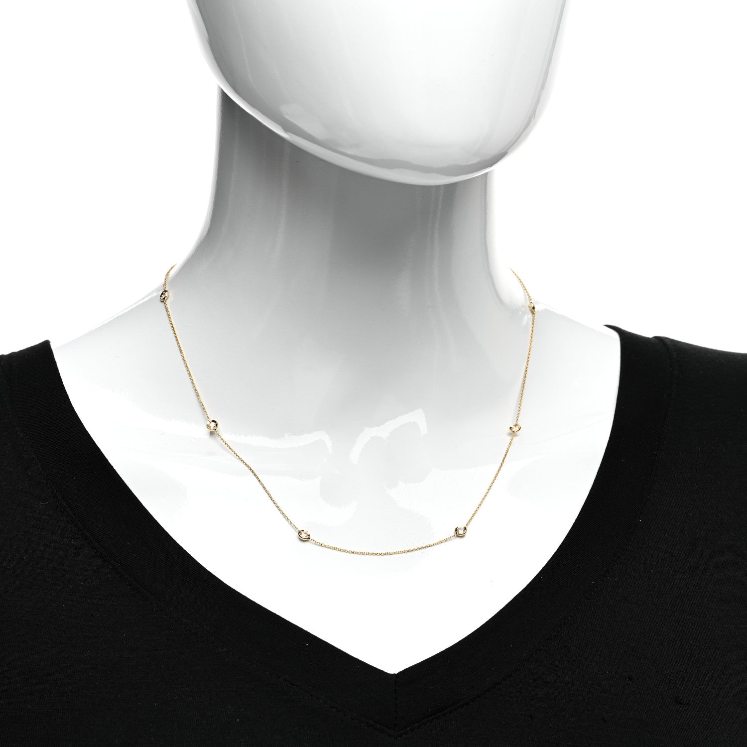 Roberto Coin 18K Yellow Gold Diamond .35ctw Diamonds By The Inch Seven Station Necklace 2 of 4