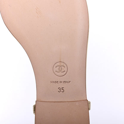 Chanel Aged Metallic Calfskin Pearl Crystal CC Charm Thong Sandals 35 Gold 6 of 13