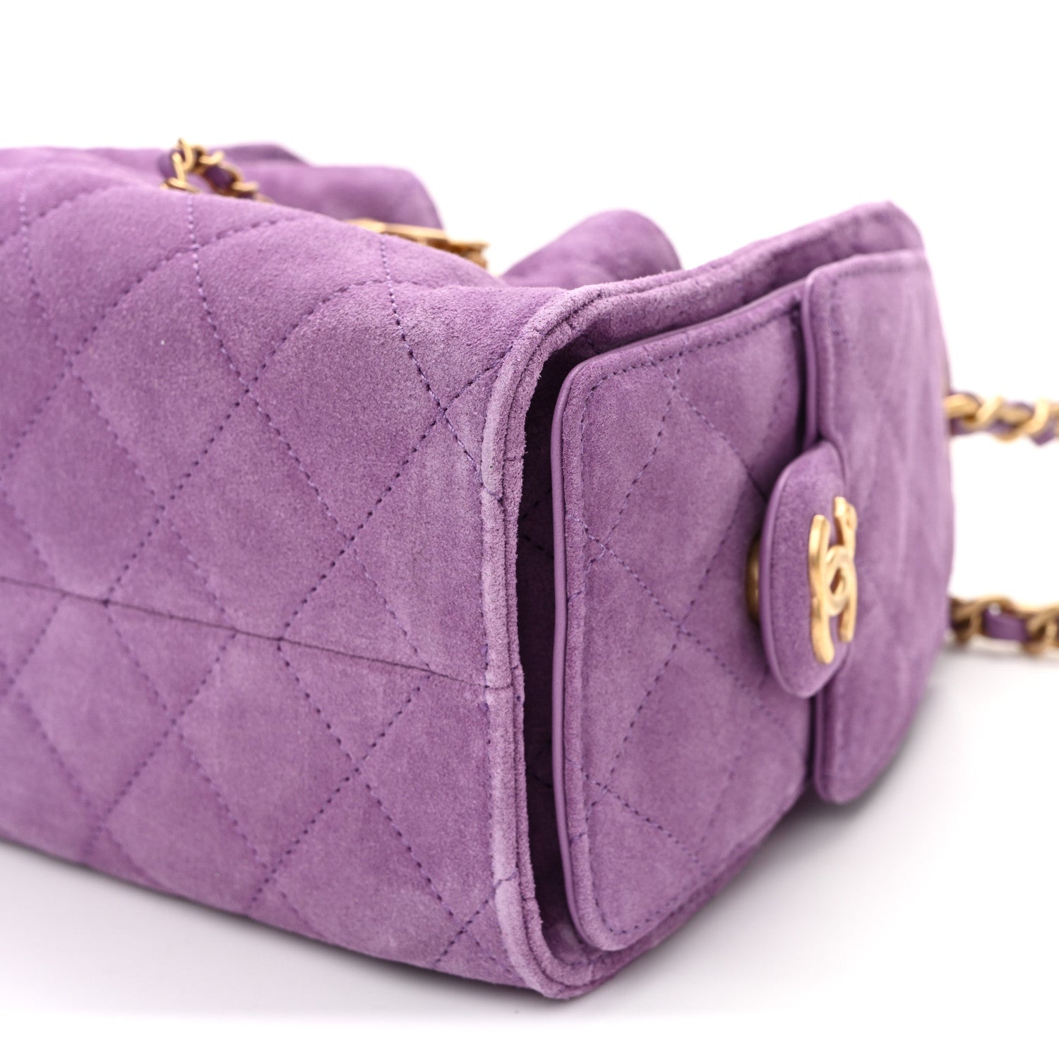 Chanel Suede Quilted Mini Chanel 25 Handbag Purple 10 of 10