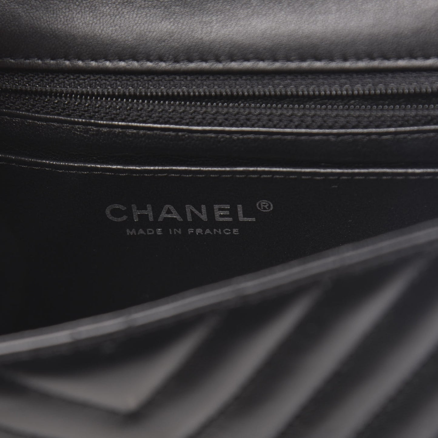 Lambskin Chevron Quilted Mini Rectangular Flap Black