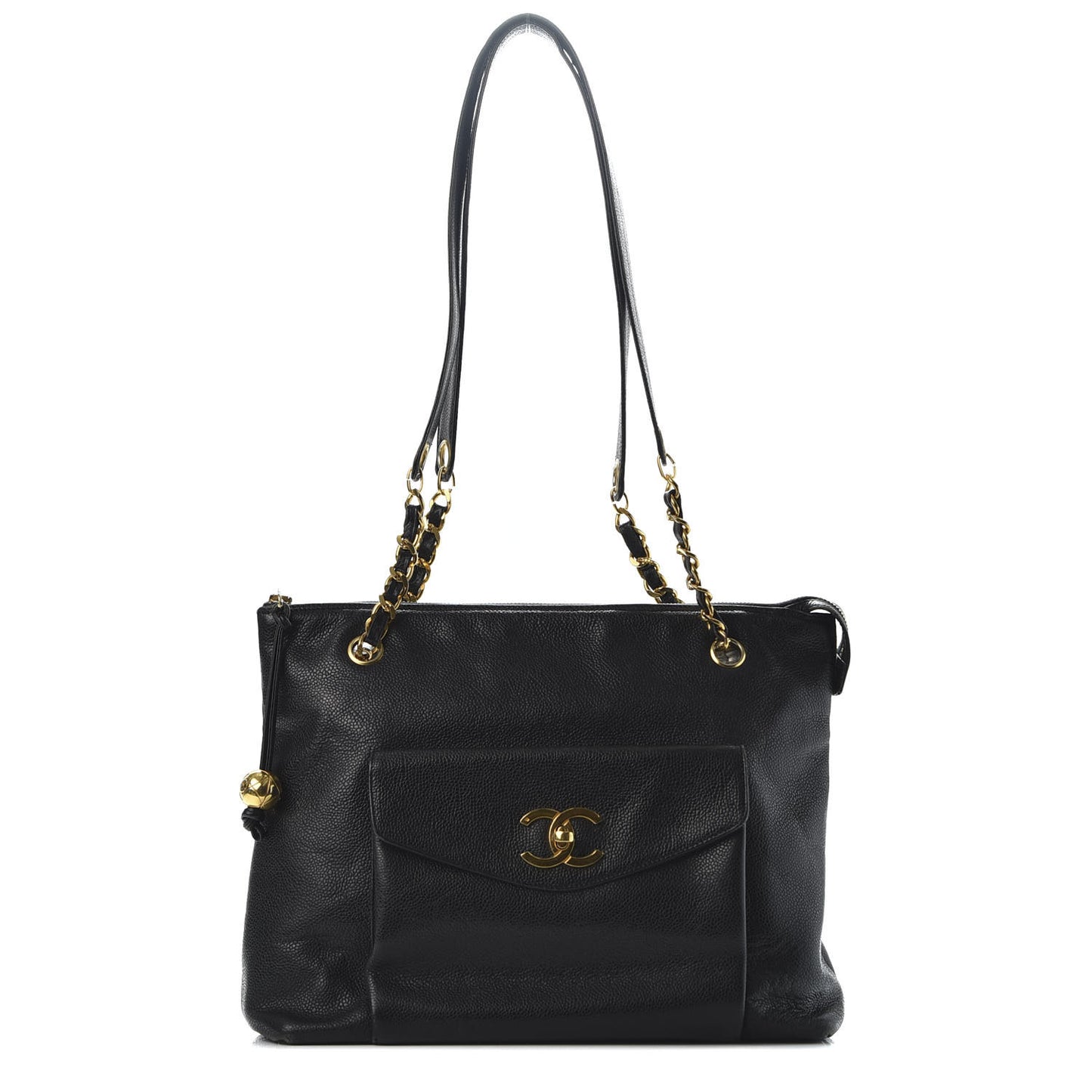Caviar Flap Shoulder Bag Black