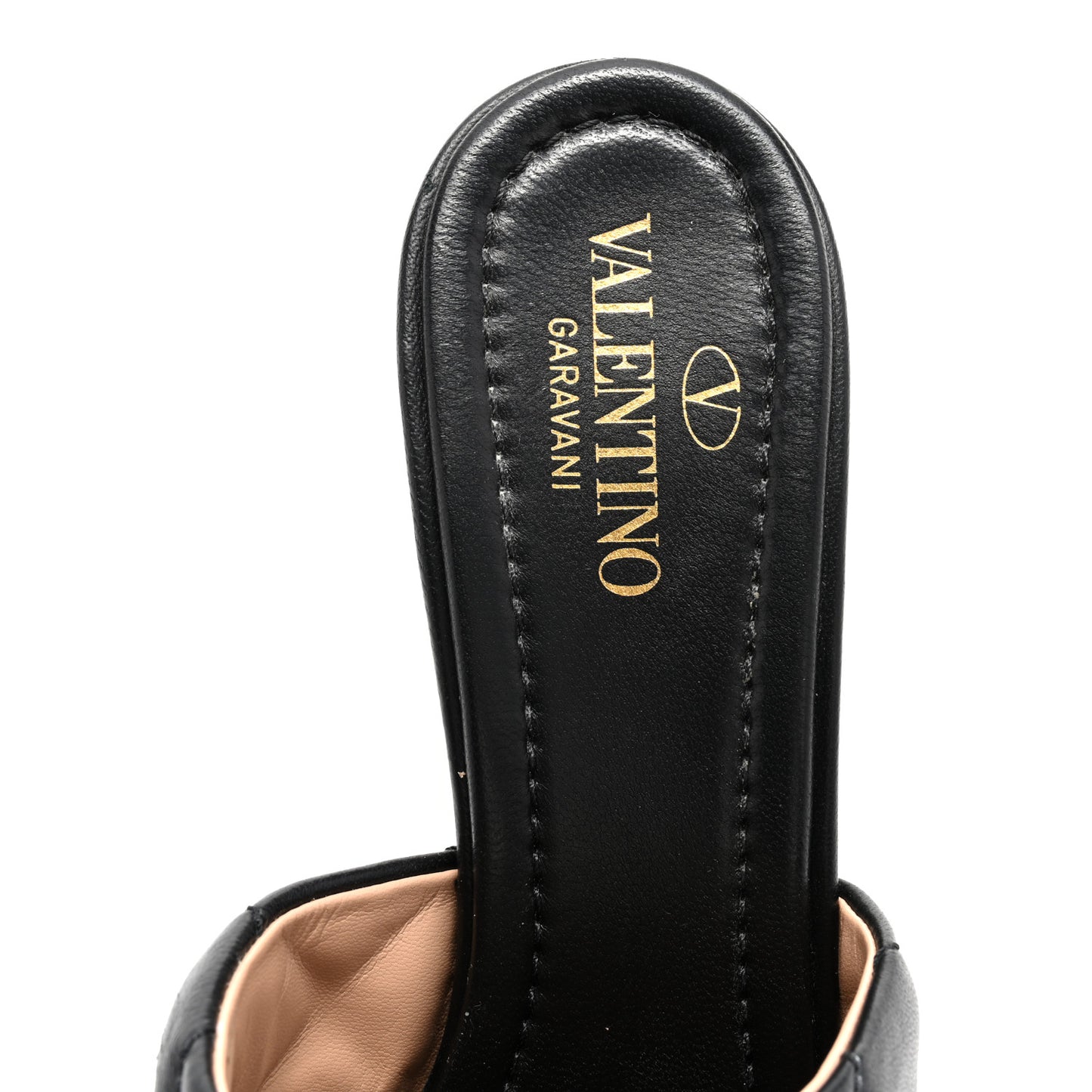 Nappa Quilted Roman Stud 65mm Slide Sandals 37 Black
