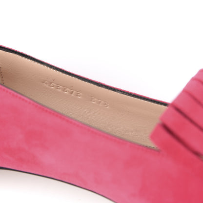 Gucci Kid Scamosciato GG Marmont Fringe Flats 37.5 Hot Pink 10 of 11