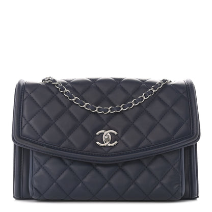 Chanel Lambskin Quilted Large Geometric Flap Navy 1 of 10