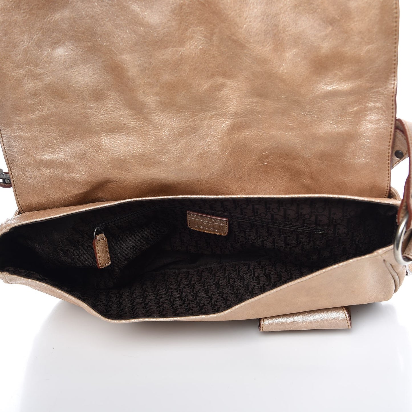 Metallic Calfskin Medium Gaucho Double Saddle Bag Bronze