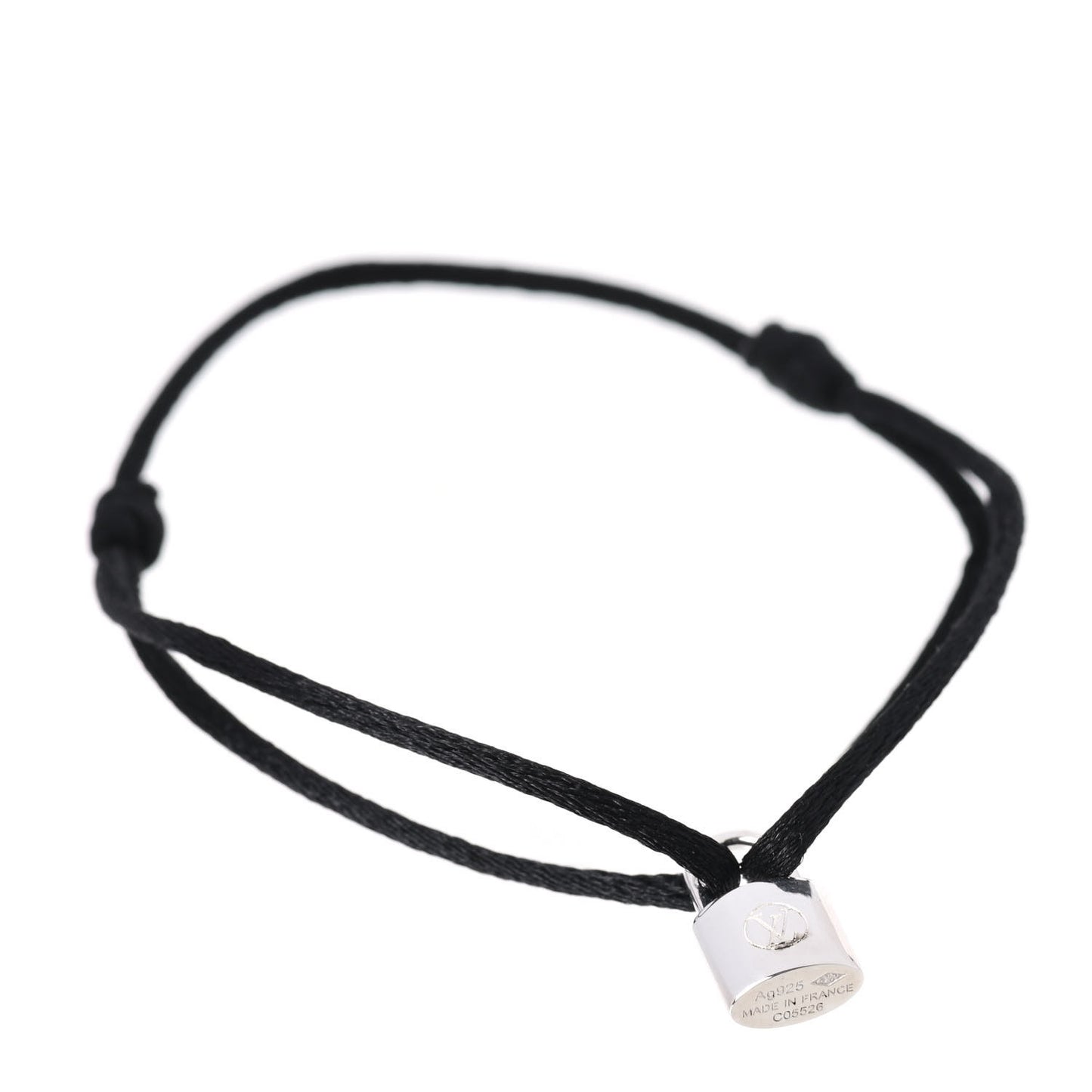 Sterling Silver Lockit Adjustable Cord Bracelet Black