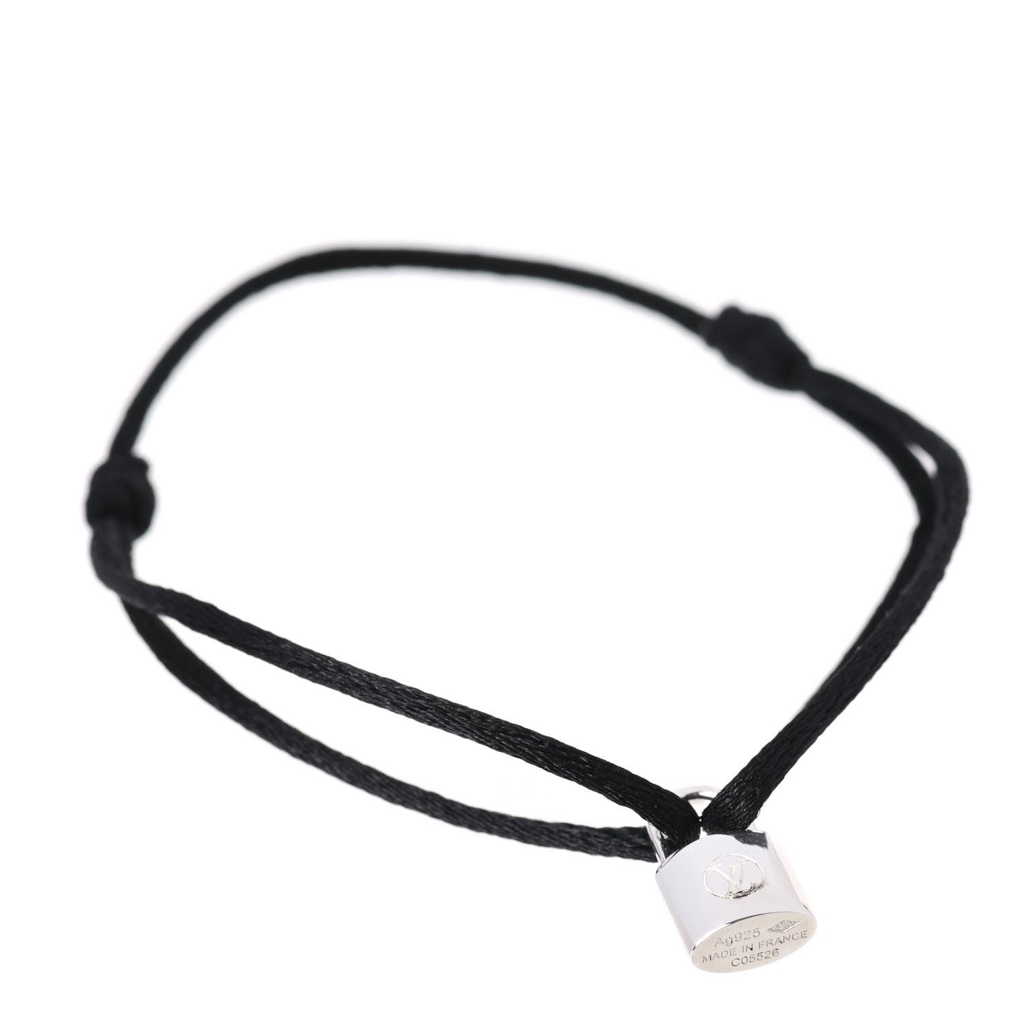 Louis Vuitton Sterling Silver Lockit Adjustable Cord Bracelet Black 1 of 5