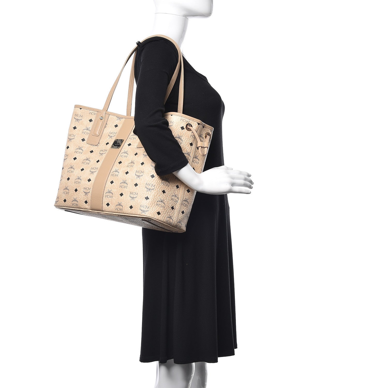 MCM Visetos Medium Liz Reversible Shopper Tote Beige 2 of 20