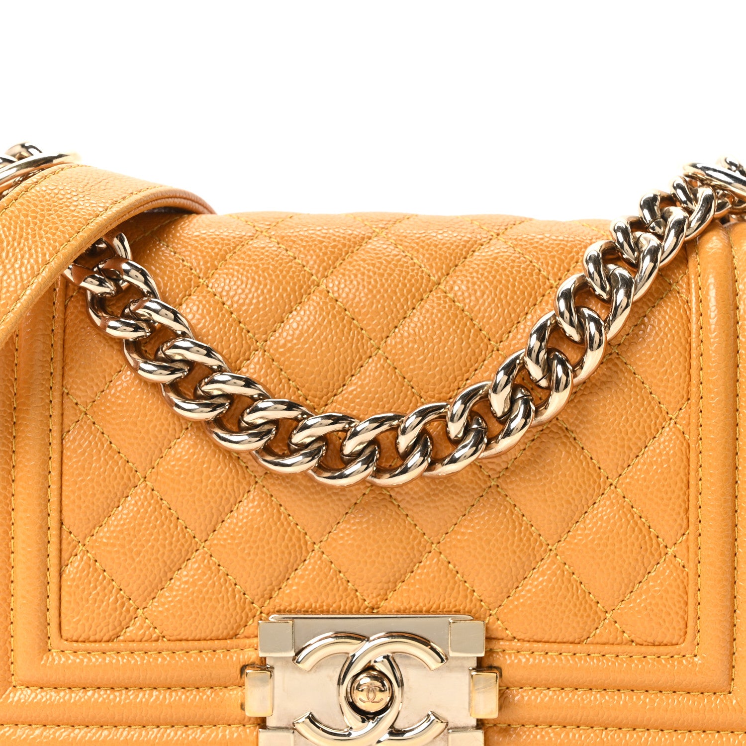 Chanel Caviar Quilted Small Boy Flap Yellow 8 of 10