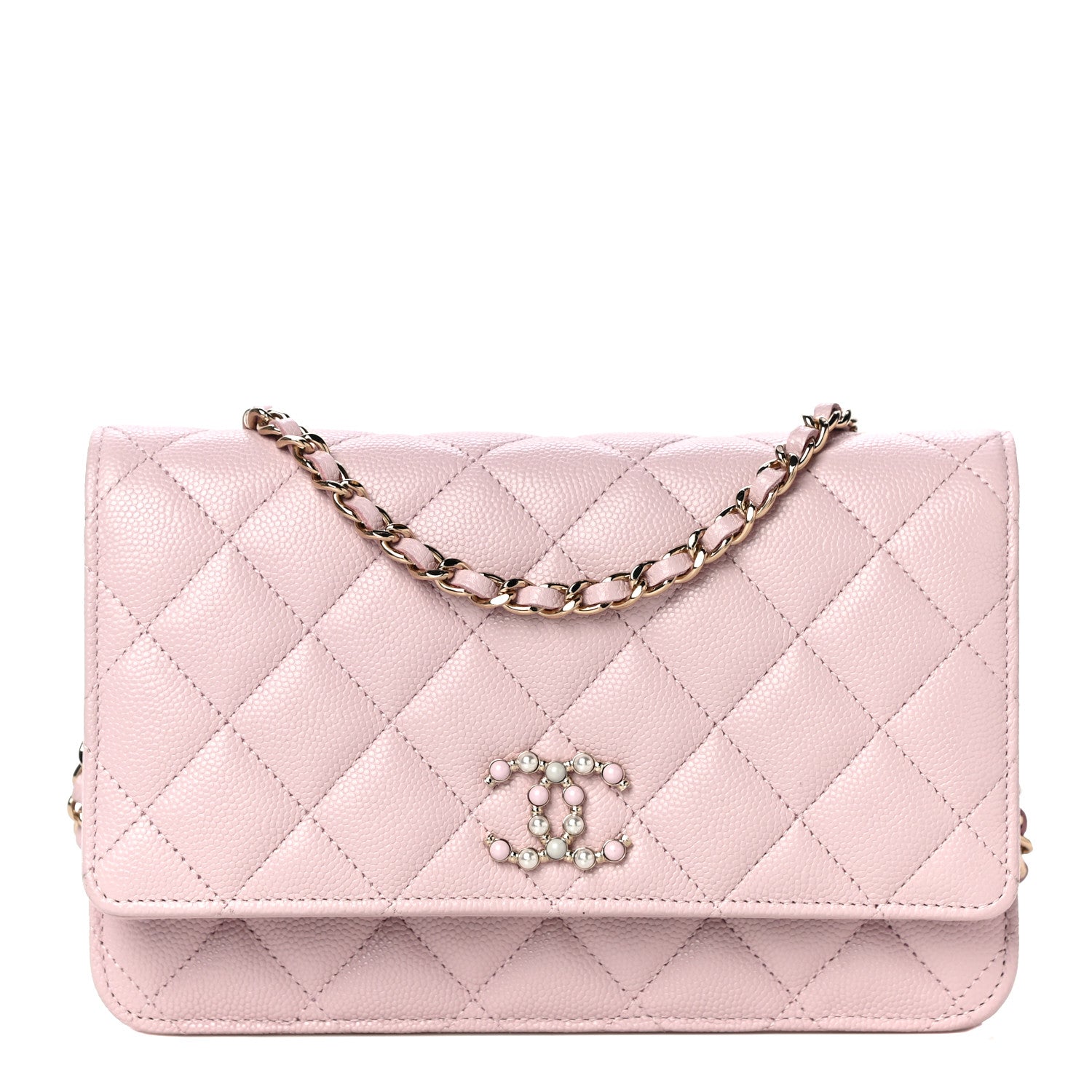 Chanel Caviar Quilted Coco Candy Wallet On Chain WOC Light Pink 1 of 12
