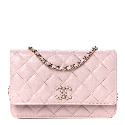 Chanel Caviar Quilted Coco Candy Wallet On Chain WOC Light Pink 1 of 12