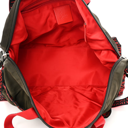 Christian Louboutin Calfskin Nyon Duffle Army Green Red Black 5 of 16