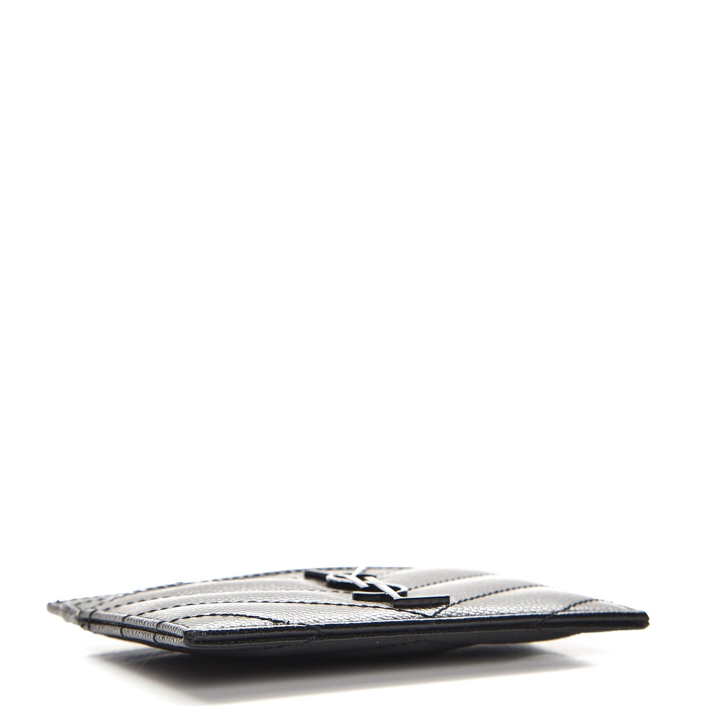 Grain De Poudre Matelasse Chevron Monogram Credit Card Case Black