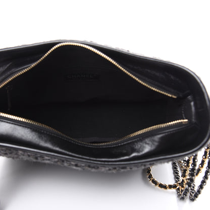 Chanel Tweed Calfskin Quilted Medium Gabrielle Hobo Black 5 of 11