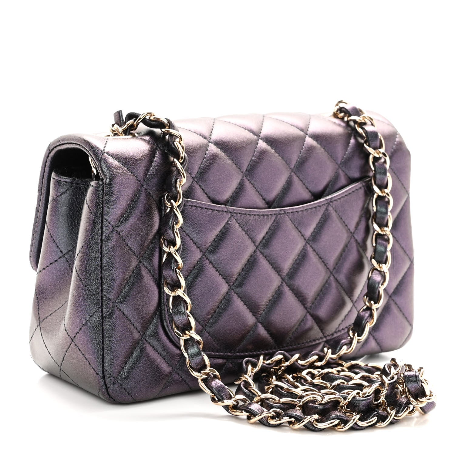 Chanel Iridescent Lambskin Quilted Mini Rectangular Flap Black 3 of 10