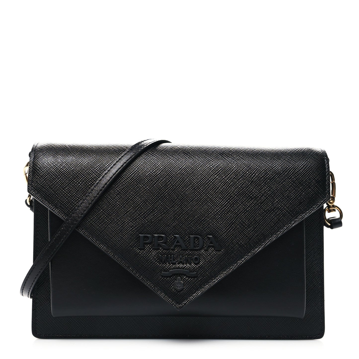 City Calfskin Saffiano Envelope Flap With Chain Black