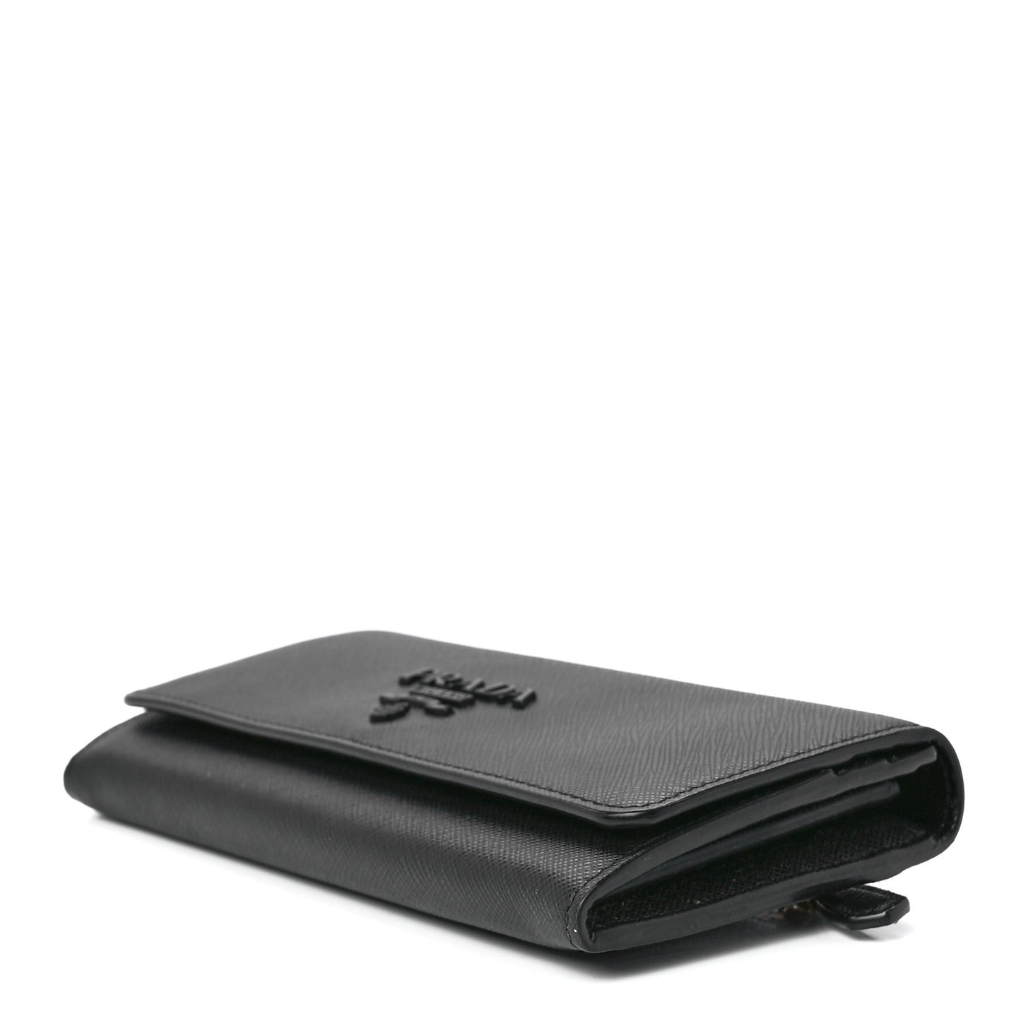 Saffiano Metal Continental Flap Wallet Black