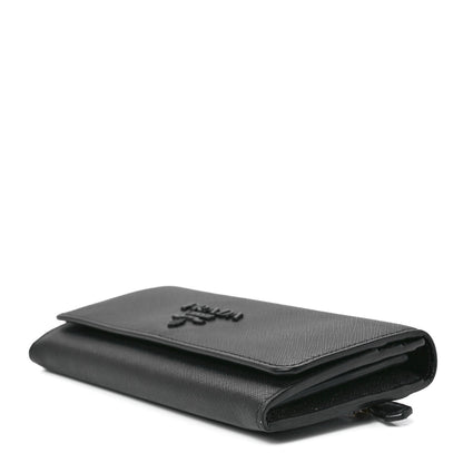 Prada Saffiano Metal Continental Flap Wallet Black 11 of 14