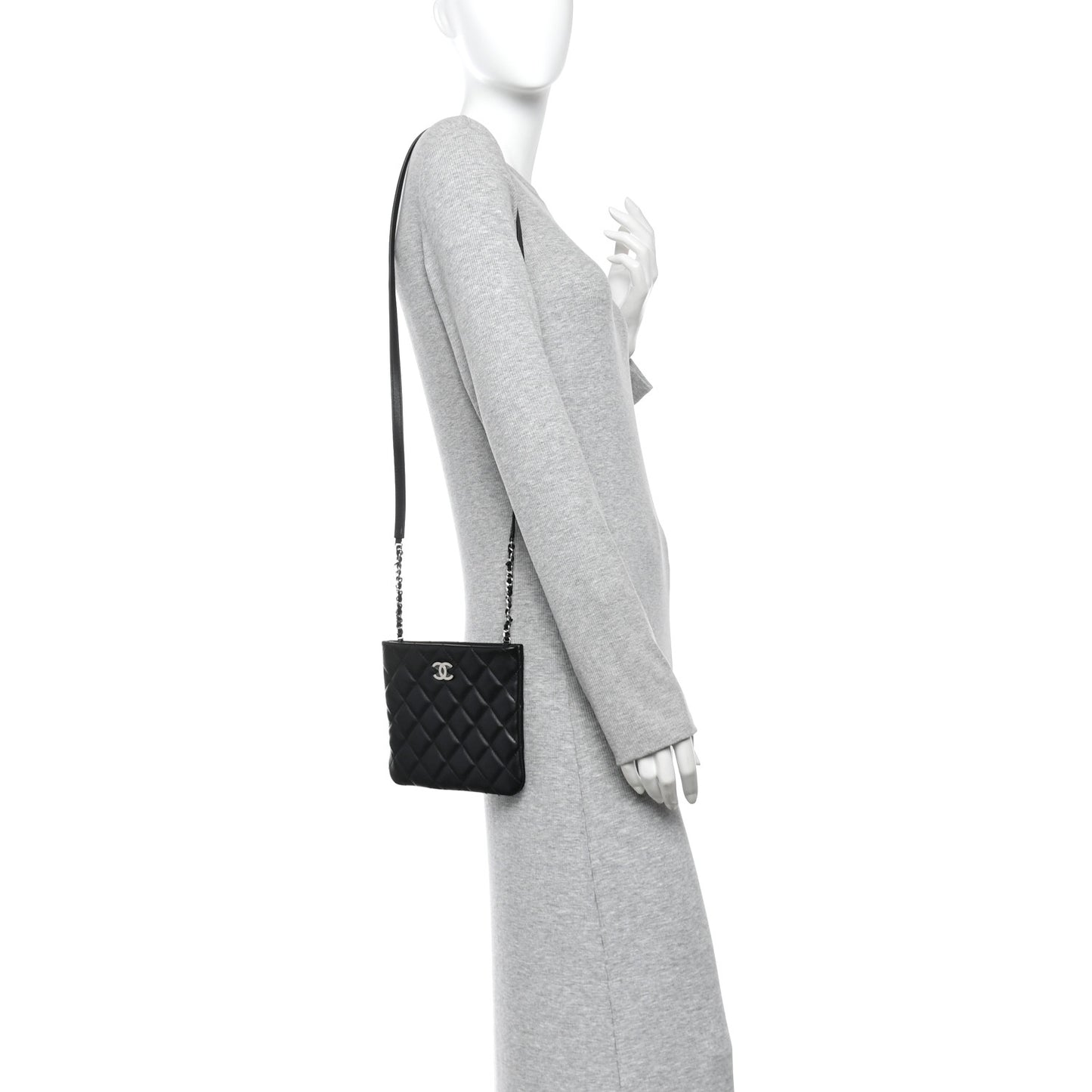 Lambskin Quilted Uniform Crossbody Bag Black