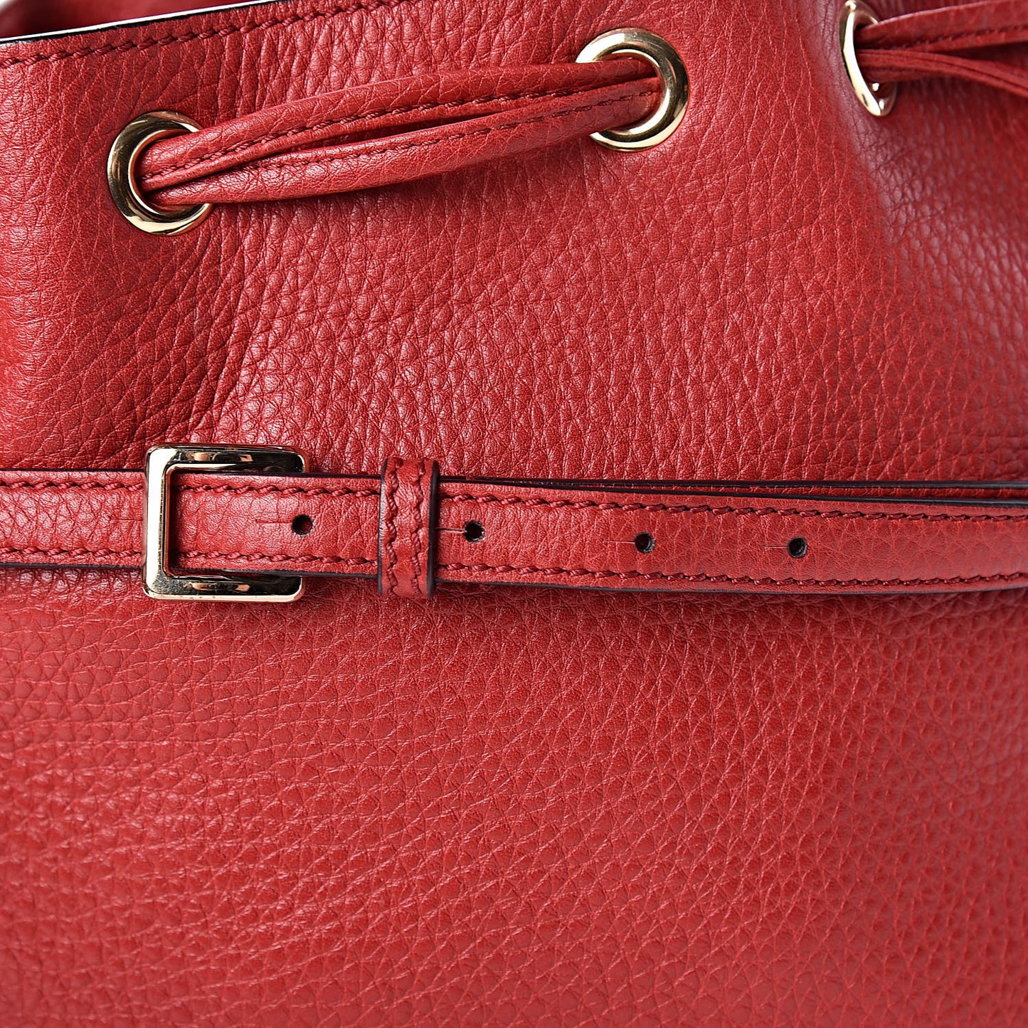 Pebbled Calfskin Small Rockstud Bucket Bag Red