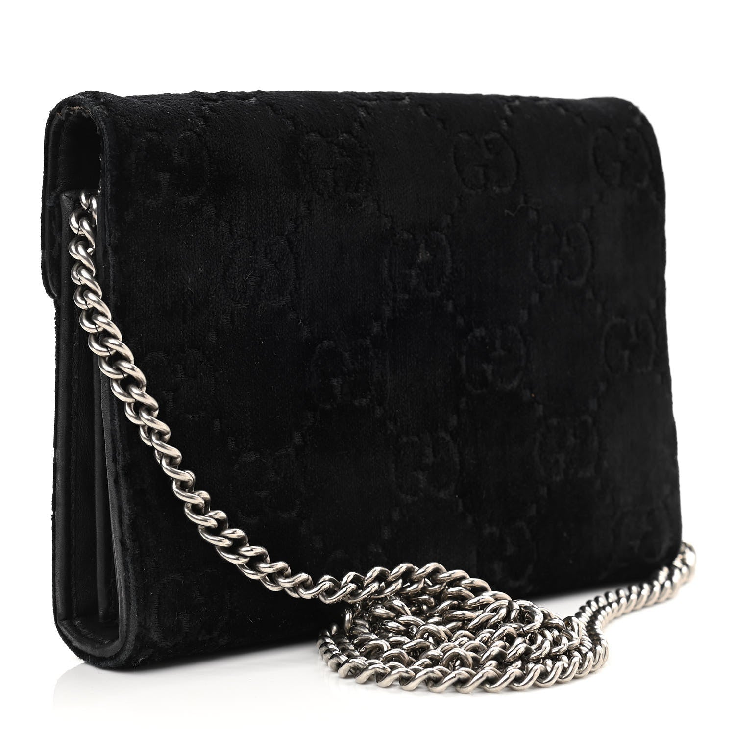 Gucci Velvet GG Monogram Mini Dionysus Chain Wallet Black 3 of 15