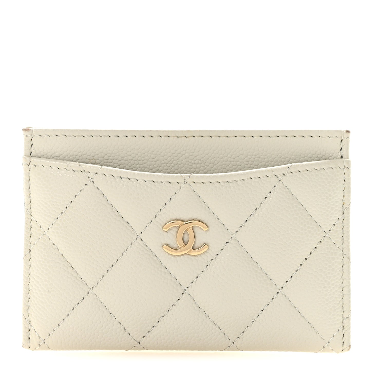 Caviar Quilted Card Holder White