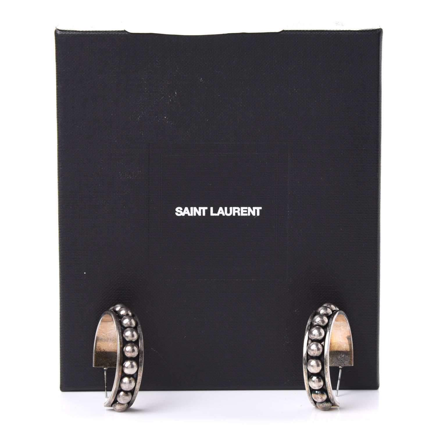 Saint Laurent Brass Marrakech Round Hoop Earrings Silver 5 of 5