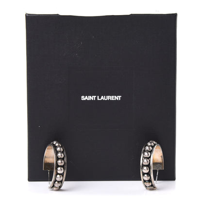Saint Laurent Brass Marrakech Round Hoop Earrings Silver 5 of 5