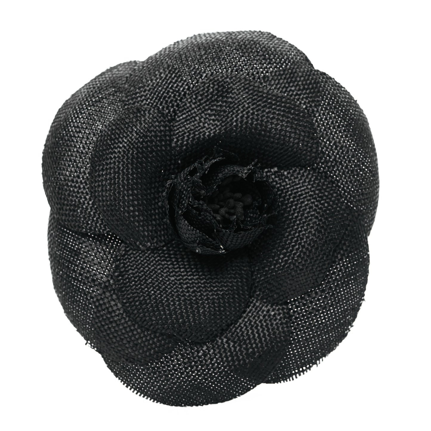 Fabric Camellia Brooch Black