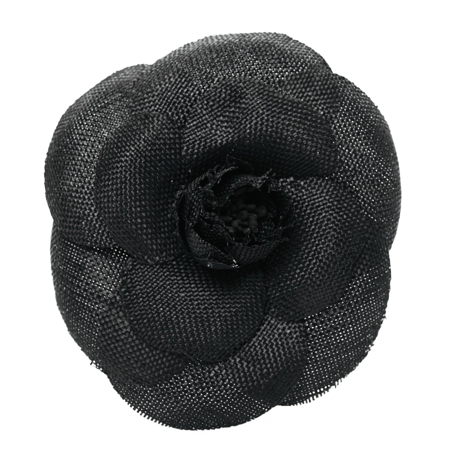Chanel Fabric Camellia Brooch Black 1 of 3