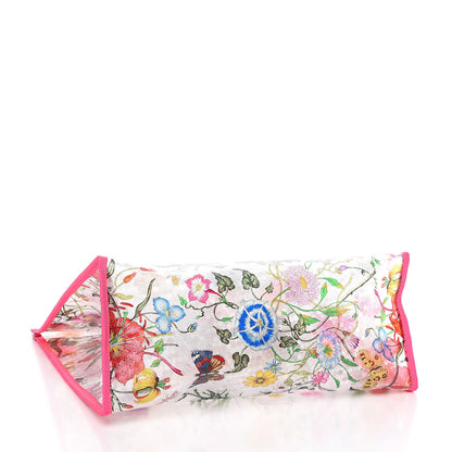 Gucci Calfskin Textured Vinyl Print Flora Tote Fluorescent Fuchsia 4 of 10