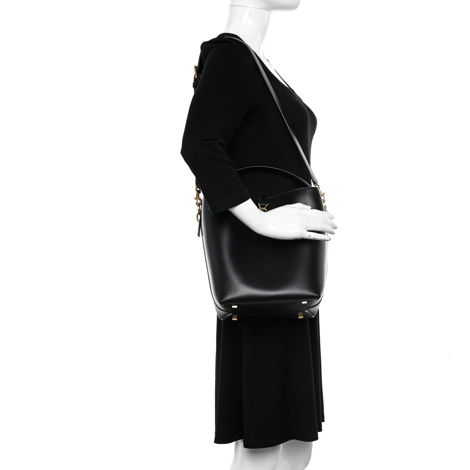 Saint Laurent Shiny Calfskin Le 37 Bucket Bag Black 2 of 15