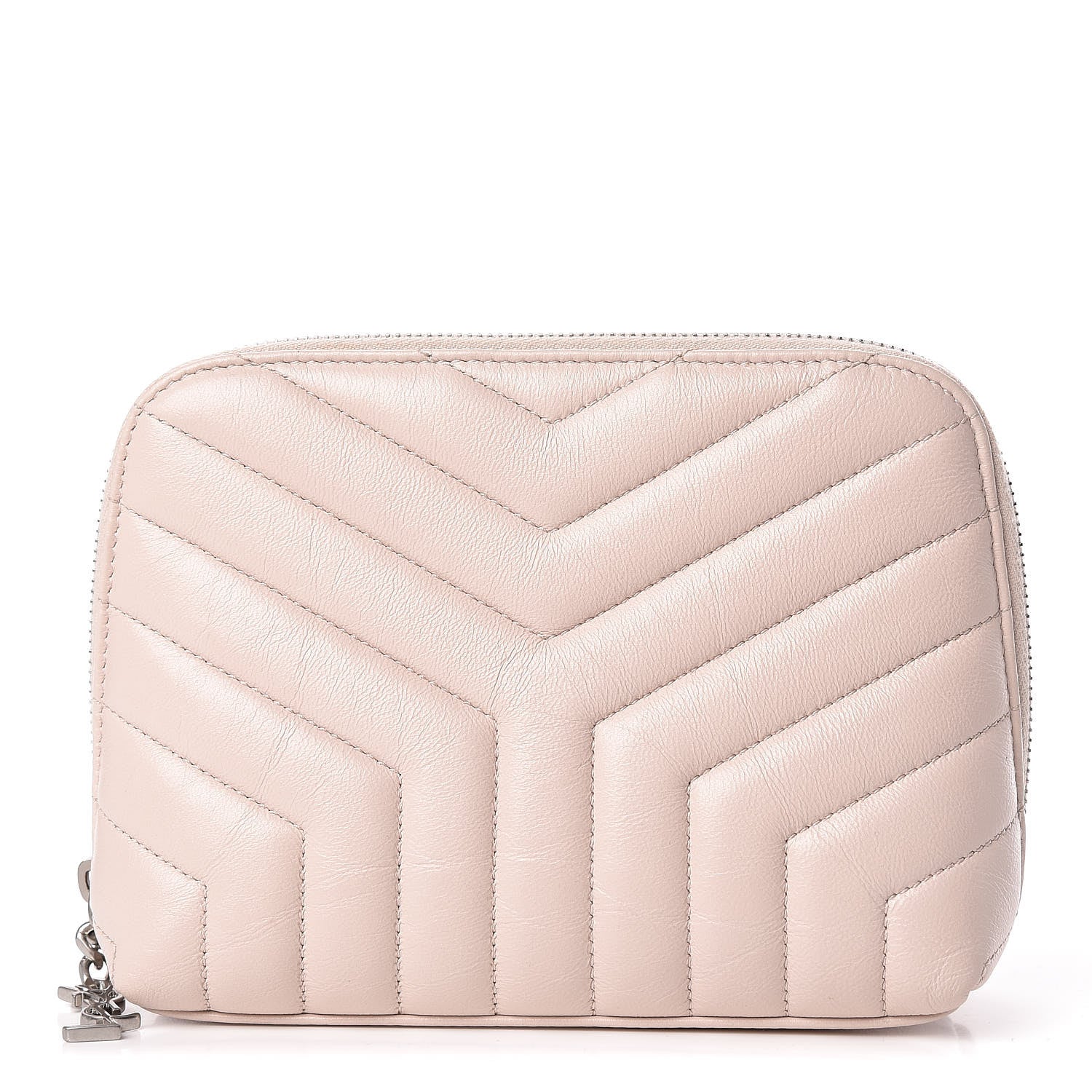 Saint Laurent Lambskin Matelasse Cosmetic Case Washed Light Pink 1 of 11