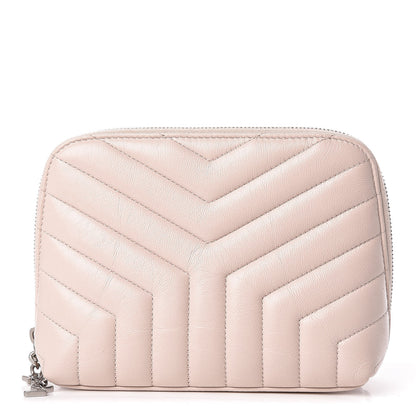Saint Laurent Lambskin Matelasse Cosmetic Case Washed Light Pink 1 of 11