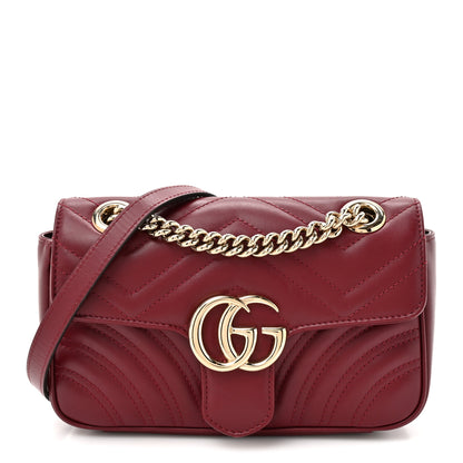 Gucci Calfskin Matelasse Mini GG Marmont Shoulder Bag Rosso Ancora 1 of 11