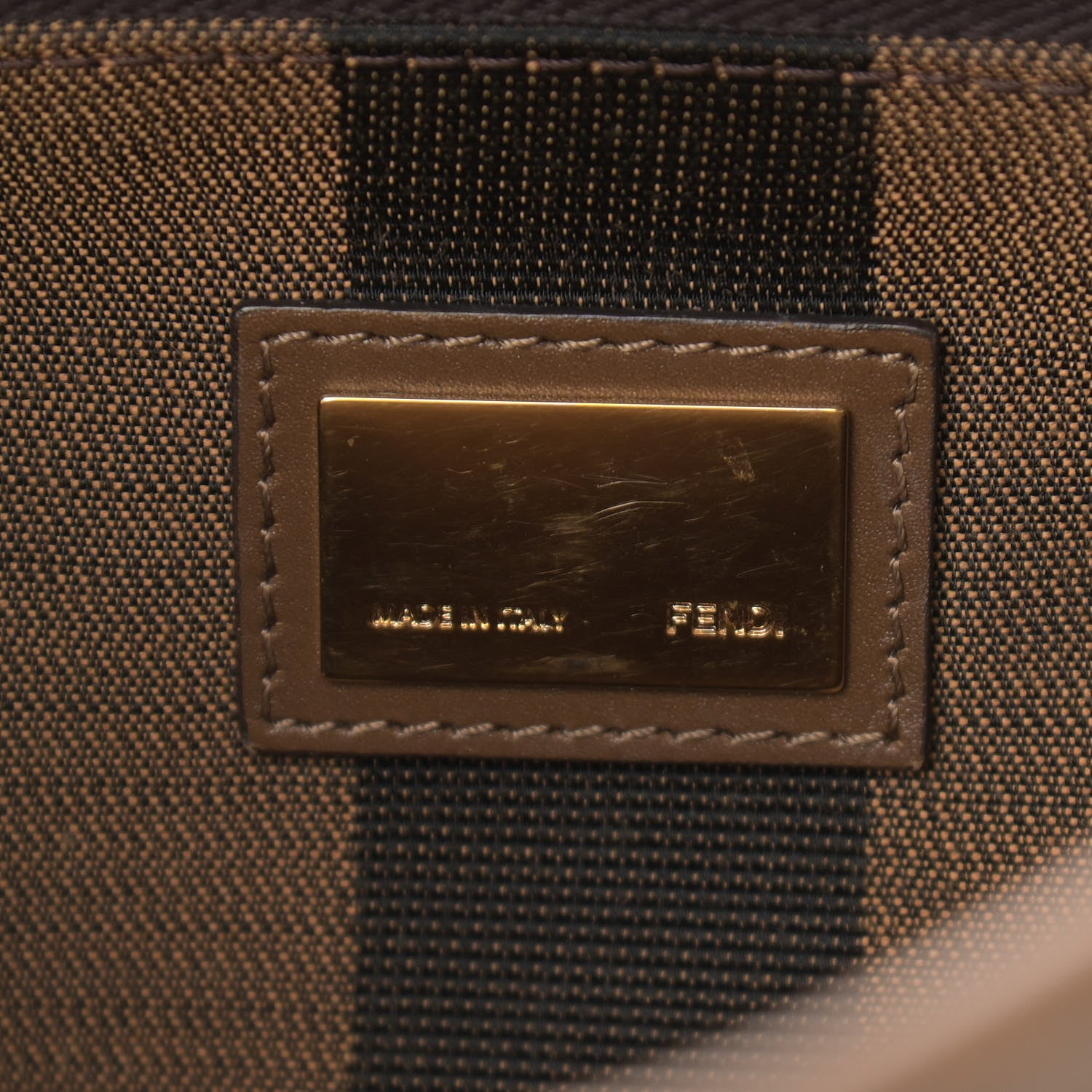 Fendi Vitello Morgan Fabric Jacquard Pequin Medium Peekaboo Iconic Satchel Foresta Tobacco Black 7 of 18