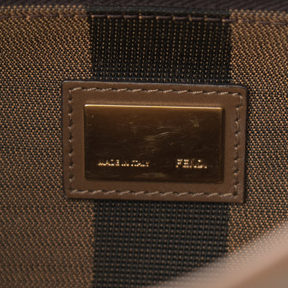 Fendi Vitello Morgan Fabric Jacquard Pequin Medium Peekaboo Iconic Satchel Foresta Tobacco Black 7 of 18