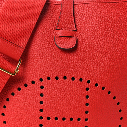 Hermes Taurillon Clemence EVELYNE III GM Rouge de Coeur 8 of 11