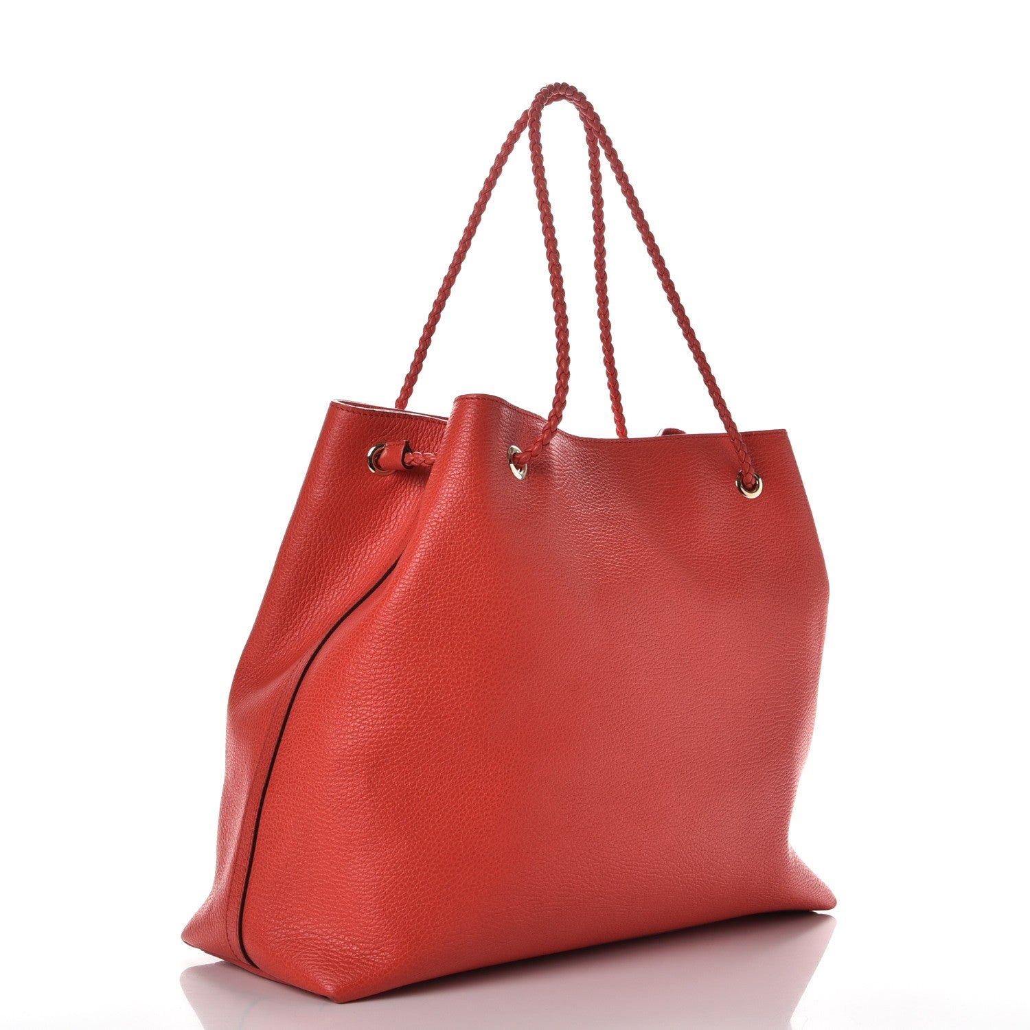 Gucci Calfskin Large Gifford Braided Handle Tote Sporting Red 3 of 12