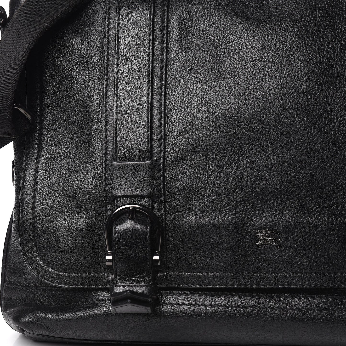 Grainy Calfskin Messenger Bag Black