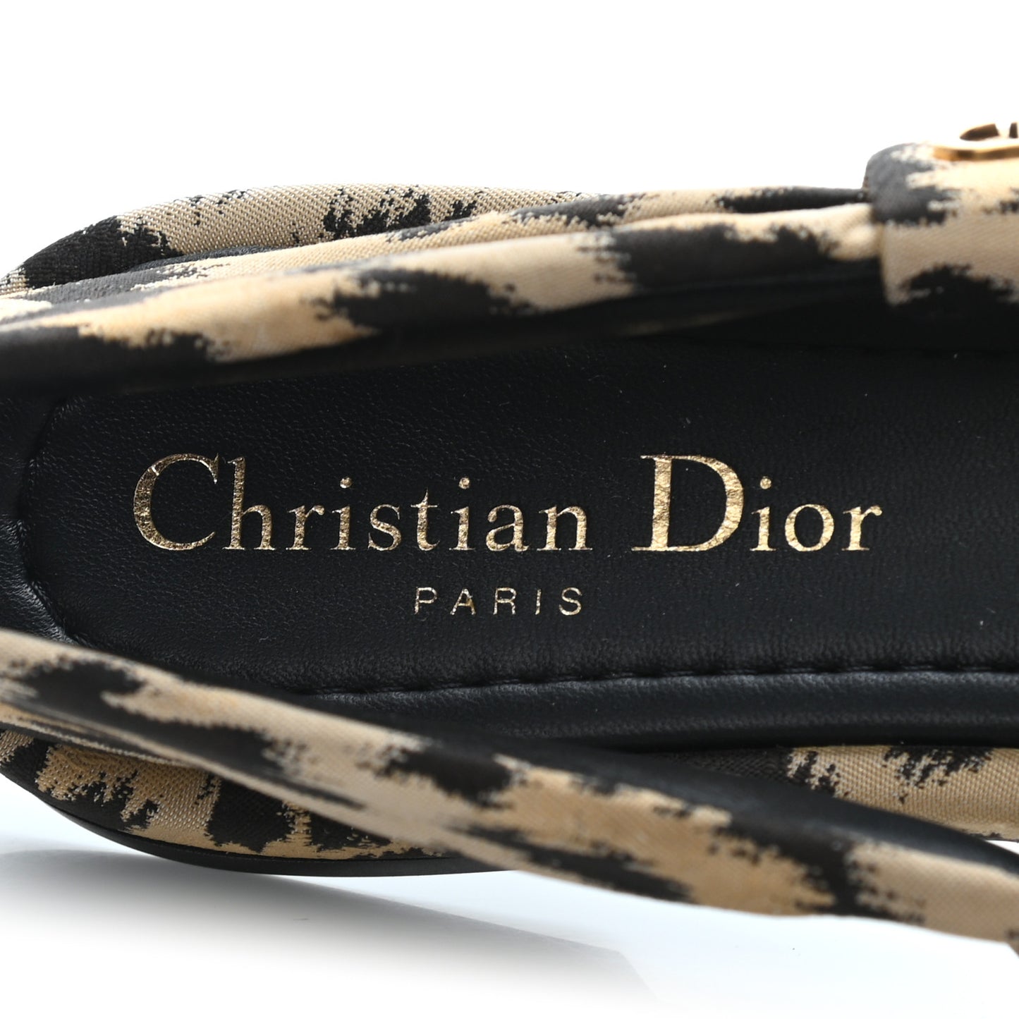 Nylon Leopard Print Mizza Slingback Flat 38.5 Beige Multicolor