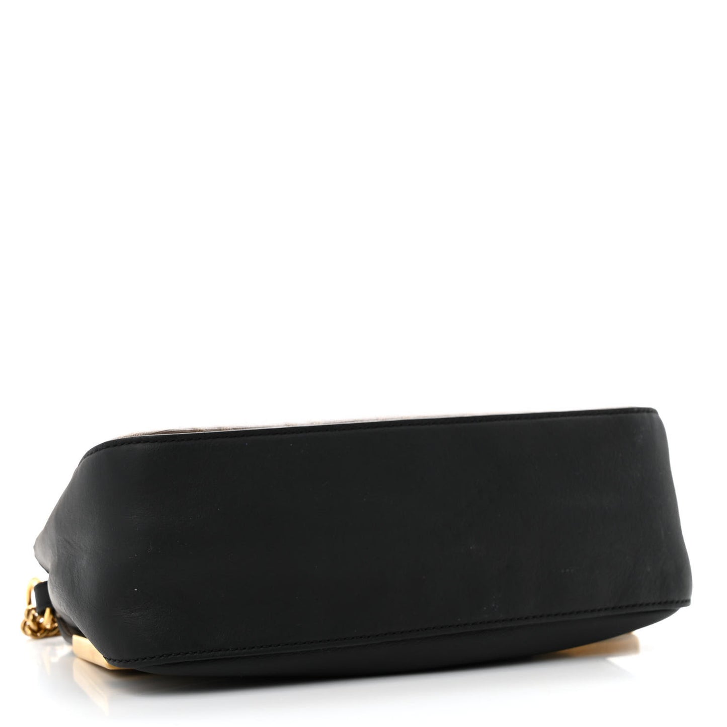 Vitello Grace Glazed Fabric FF 1974 Double F Shoulder Bag Black Mogano Panna