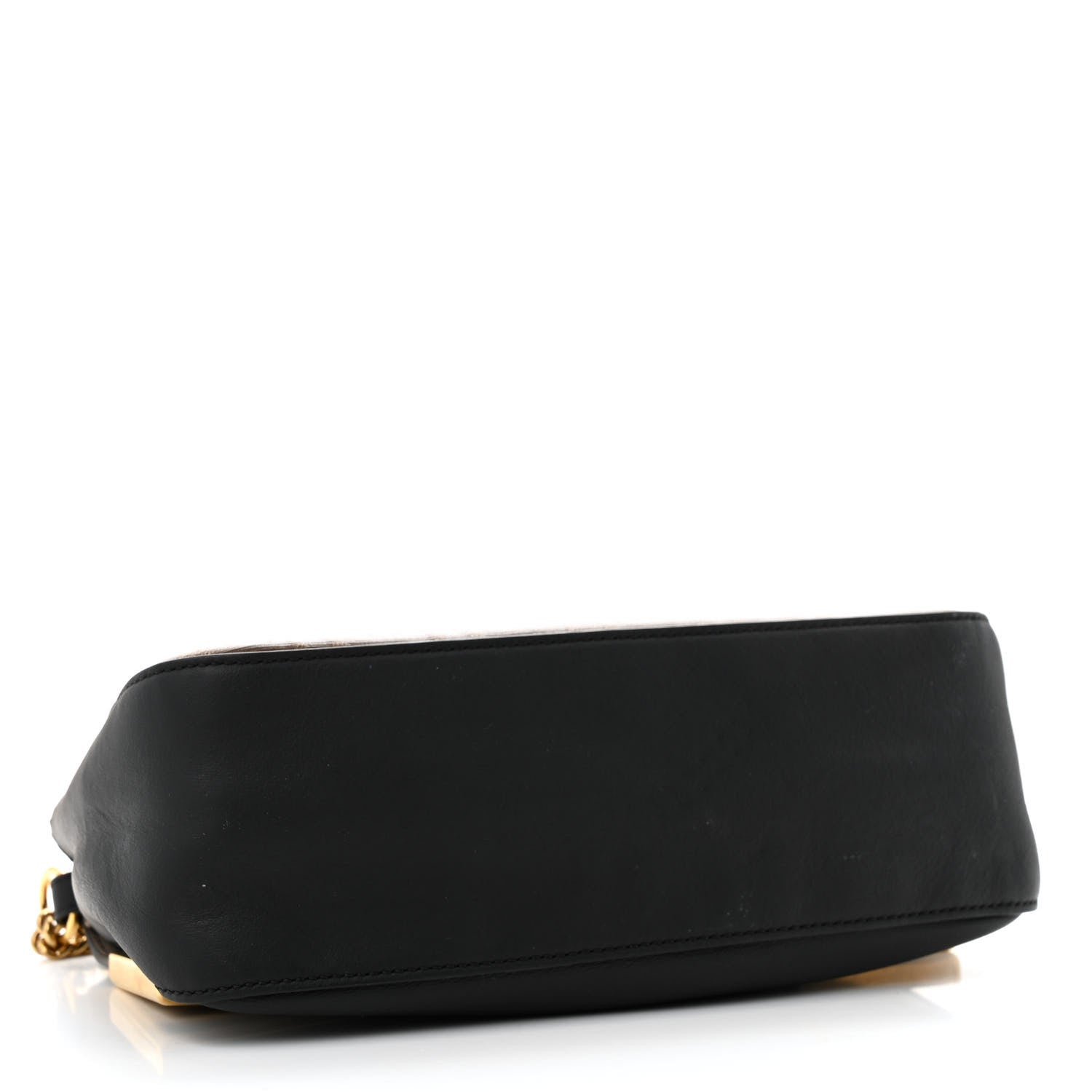 Fendi Vitello Grace Glazed Fabric FF 1974 Double F Shoulder Bag Black Mogano Panna 4 of 12